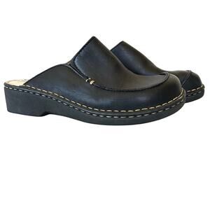 Vintage Cherokee Leather Clogs Mules chunky round toe 90s Y2K retro grunge 7